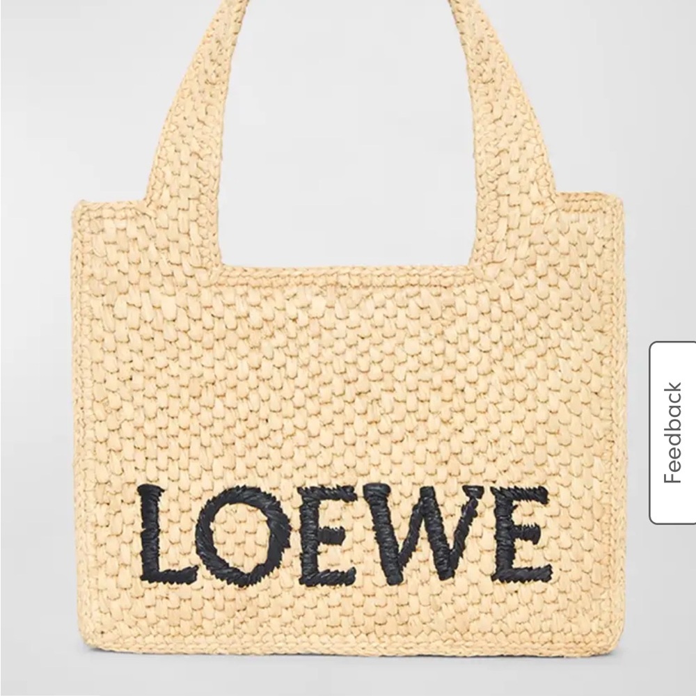 Loewe x Paula's Ibiza Font Logo Mini Tote Bag in Raffia